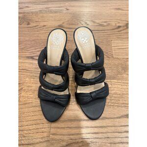 NWT Vince Camuto Black Thendie Bow Strap Heeled Sandals Size 9